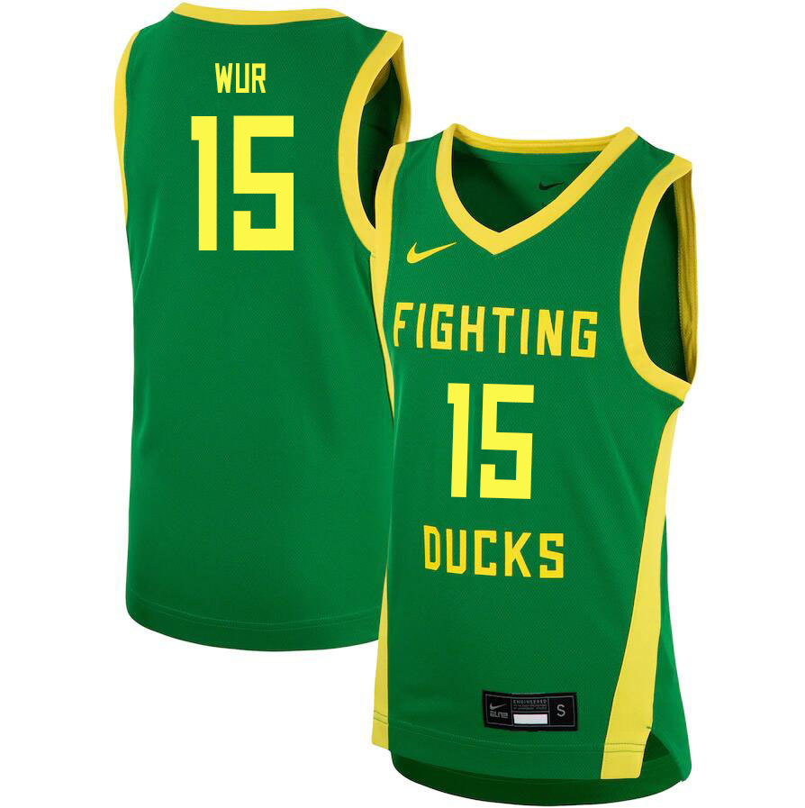 Men #15 Lok Wur Oregon Ducks College Basketball Jerseys Sale-Green